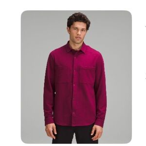 Lululemon Men's Burgundy Button-Up Shirt